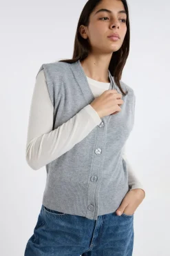 New ETAM Chaleco sin mangas abotonado GRIS