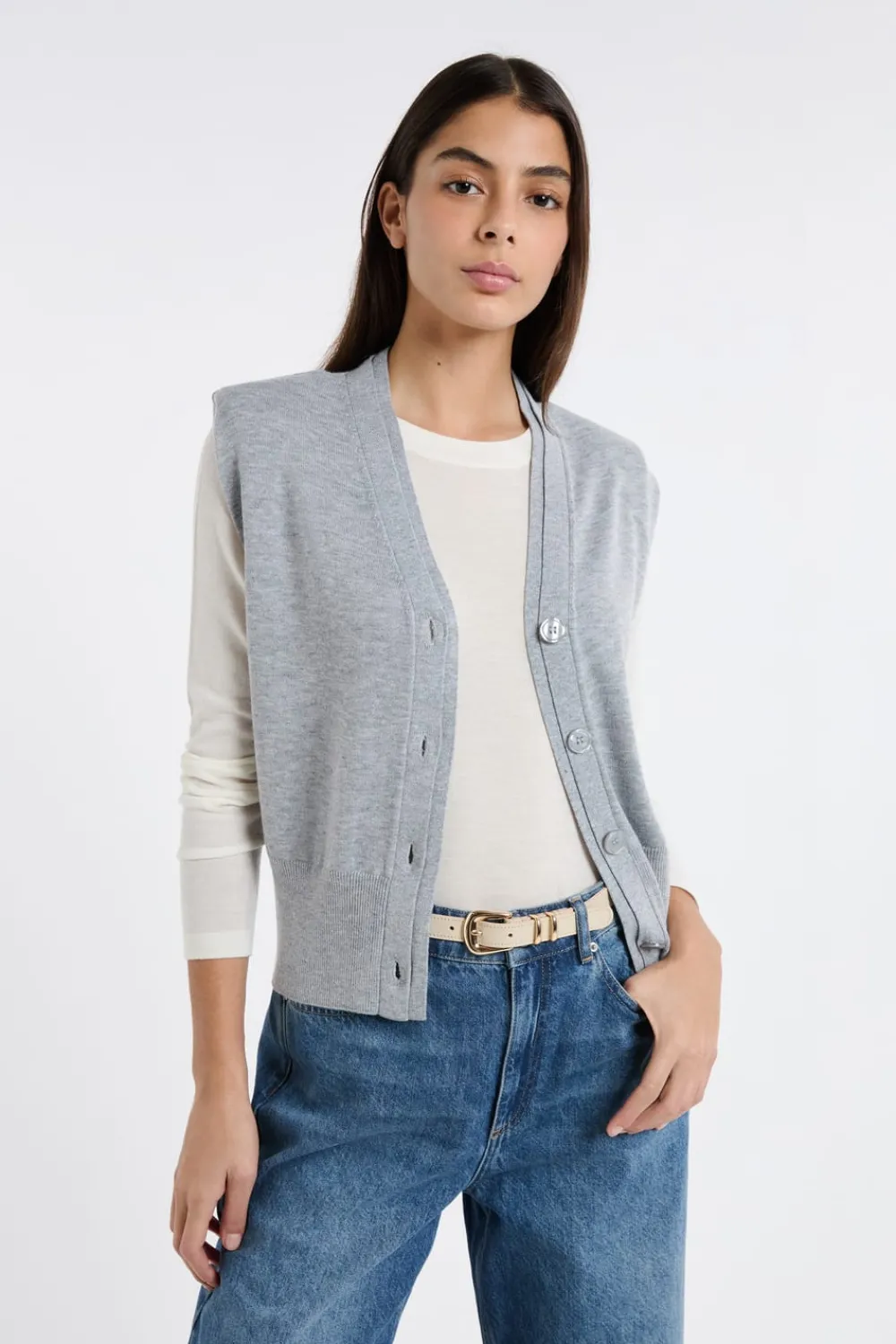 New ETAM Chaleco sin mangas abotonado GRIS