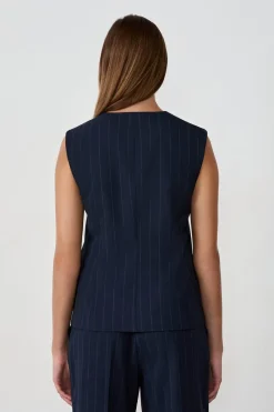 Clearance ETAM Chaleco sin mangas con botones AZUL MARINO