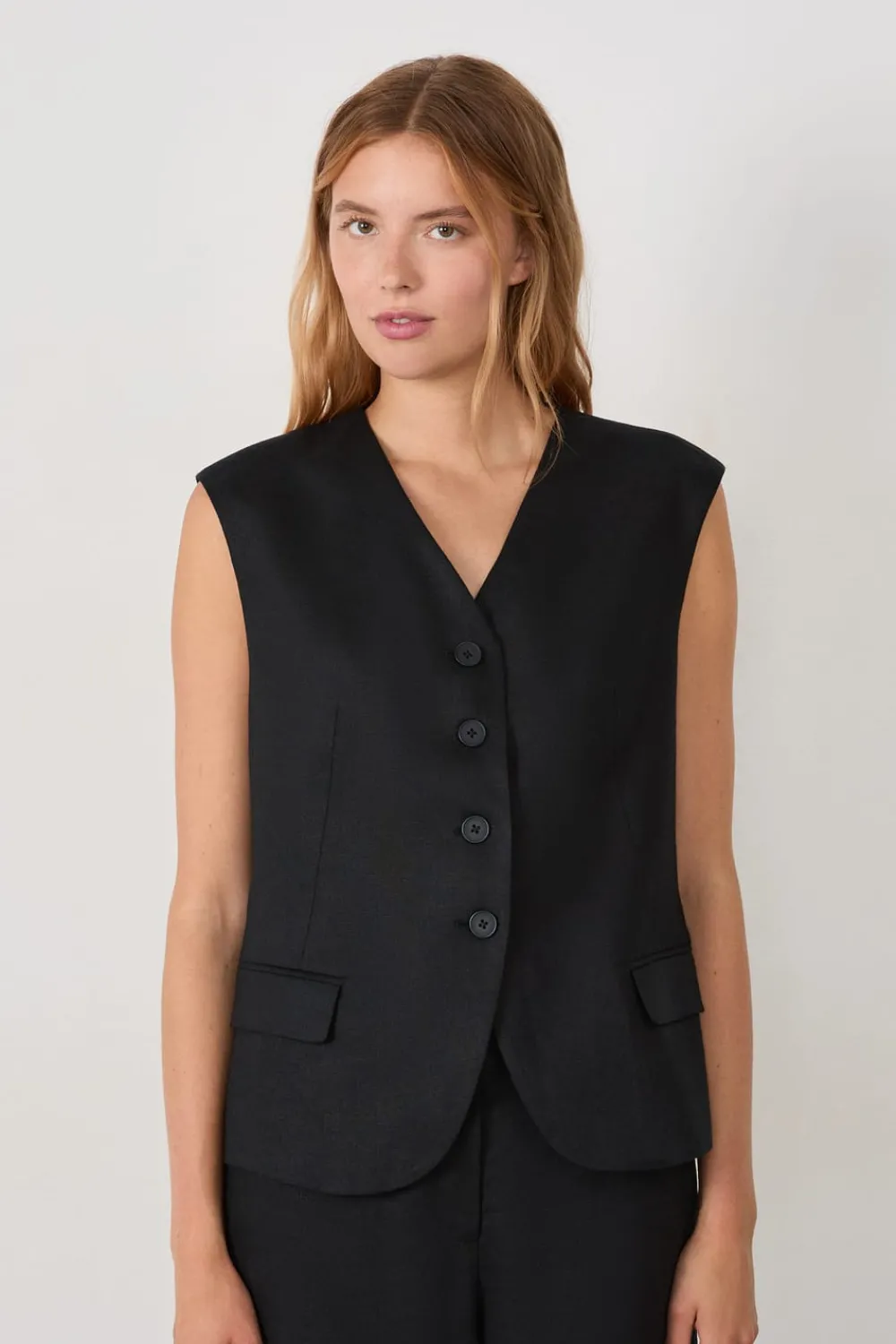 Hot ETAM Chaleco sin mangas con botones NEGRO