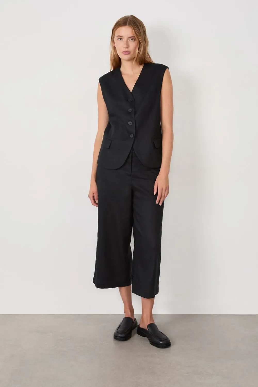 Hot ETAM Chaleco sin mangas con botones NEGRO