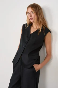 Hot ETAM Chaleco sin mangas con botones NEGRO