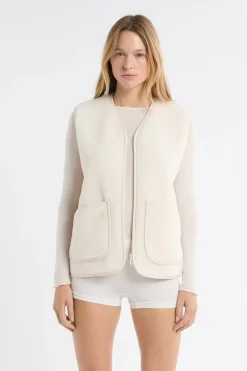 Best ETAM Chaleco sin mangas con efecto sherpa CRUDO