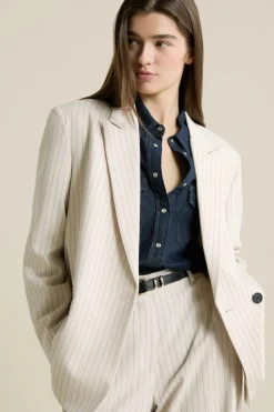 Hot ETAM Chaqueta blazer oversize a rayas IMP FD crudo
