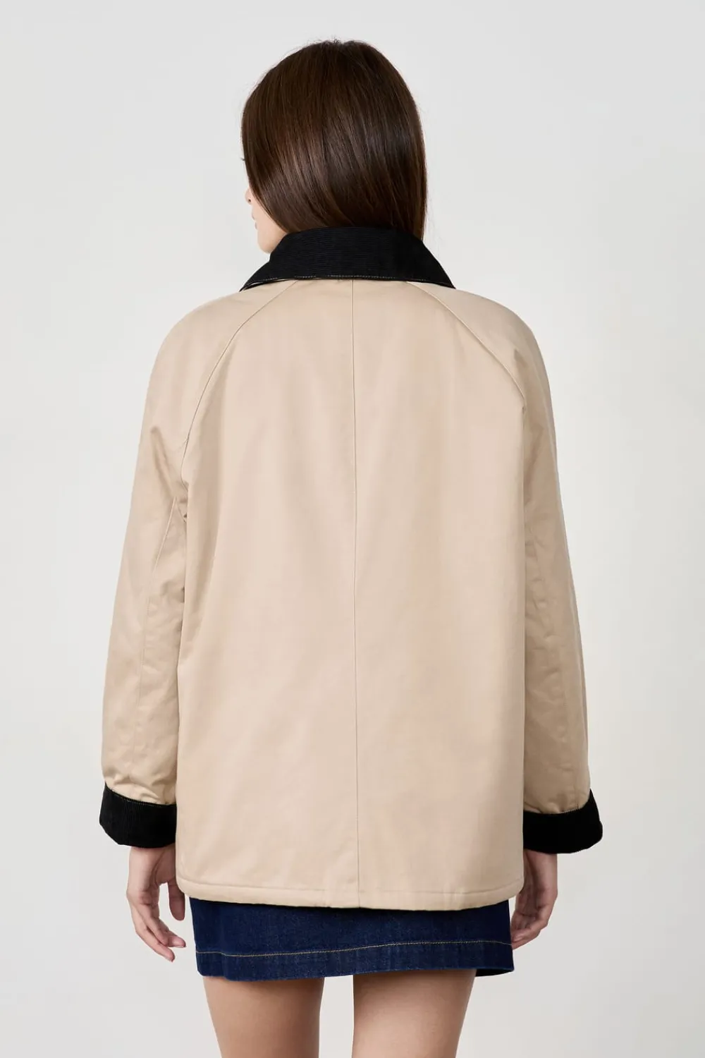 Best ETAM Chaqueta con cuello de terciopelo y corte recto LISTO PARA TEÑIR
