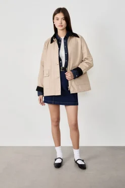 Best ETAM Chaqueta con cuello de terciopelo y corte recto LISTO PARA TEÑIR