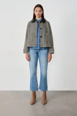 ETAM Chaqueta corta de jacquard con lana BEIGE