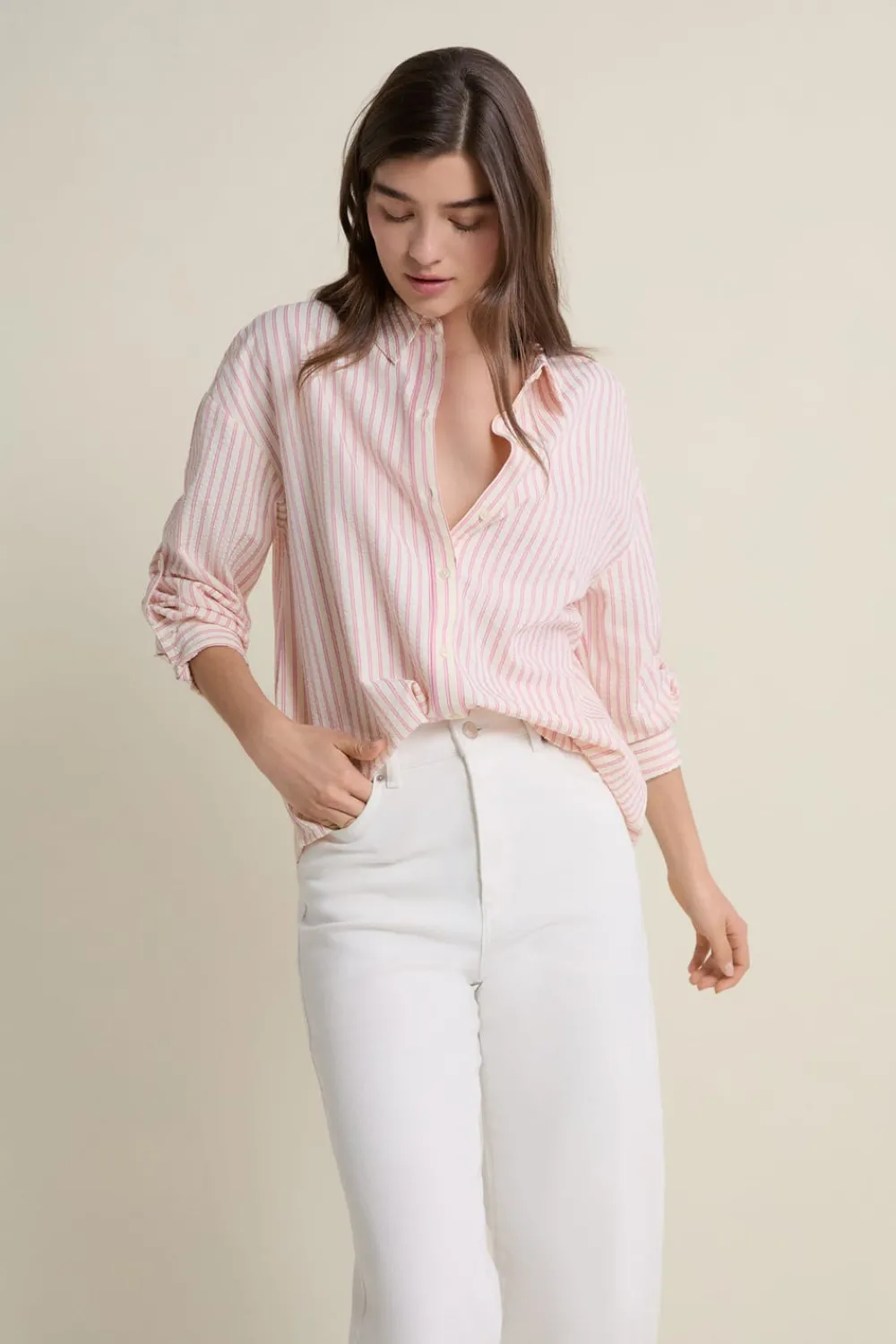 New ETAM Chemise à rayures JAUNE PALE