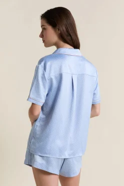 Best ETAM Chemise de pyjama satinée à pois IMP BLEU VERT