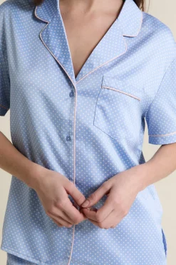 Best ETAM Chemise de pyjama satinée à pois IMP BLEU VERT