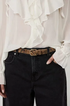ETAM Cinturón de cuero estampado BEIGE