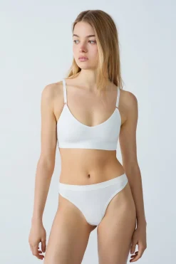 Discount ETAM Cómodo tanga de algodón CRUDO