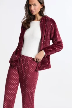 New ETAM Conjunto de pijama de 3 piezas con estampado y algodón BURDEOS GRANATE