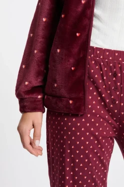 New ETAM Conjunto de pijama de 3 piezas con estampado y algodón BURDEOS GRANATE