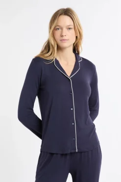 ETAM Conjunto de pijama de 2 piezas de manga larga marino