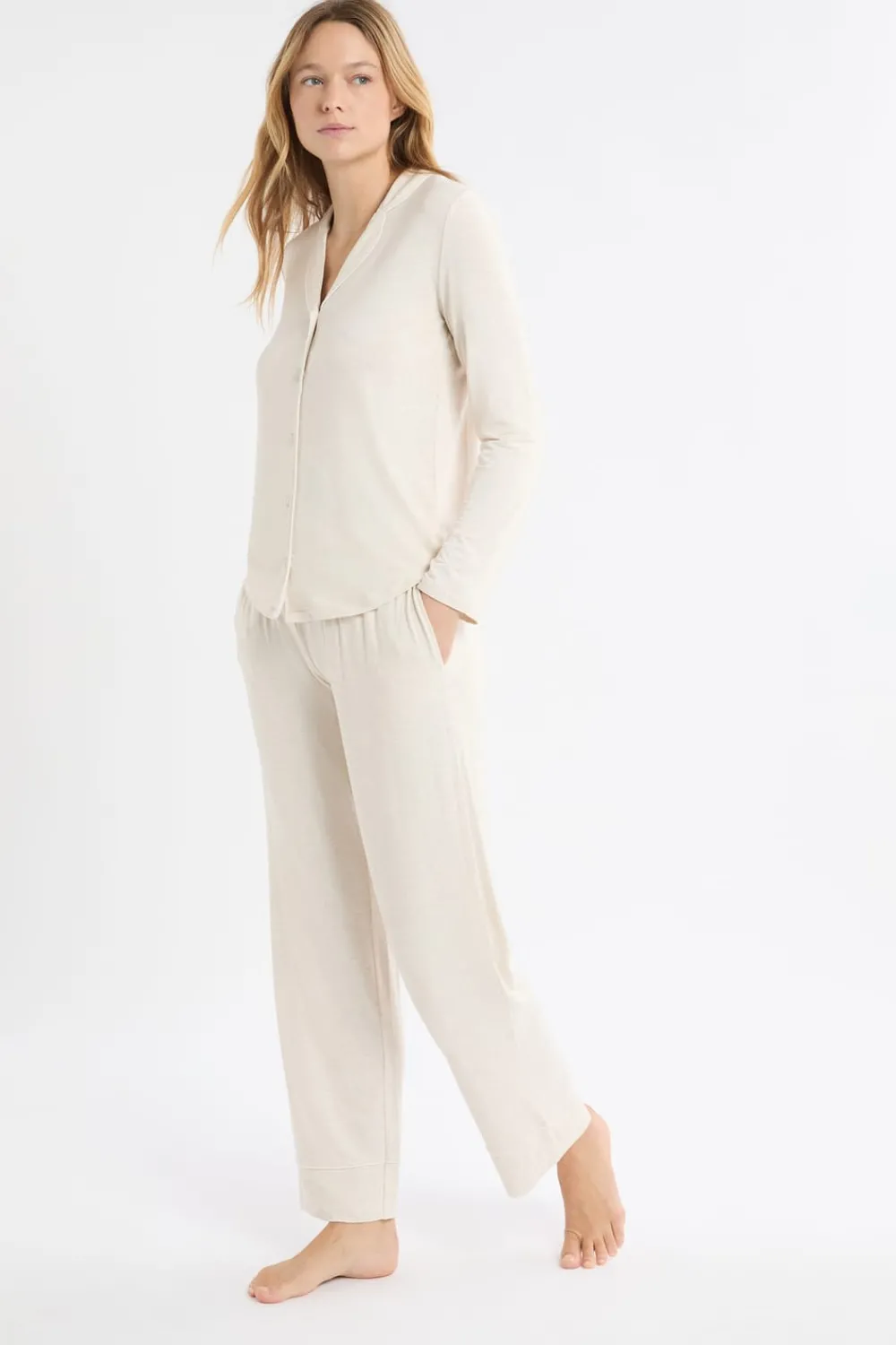 Sale ETAM Conjunto de pijama de 2 piezas de manga larga BEIGE