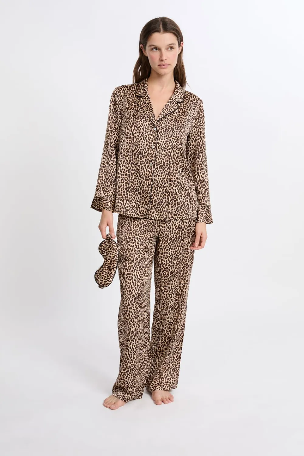 New ETAM Conjunto de pijama de 2 piezas con estampado y antifaz IMP FD MARRON