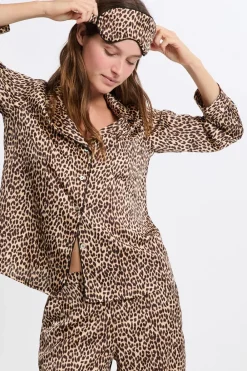 New ETAM Conjunto de pijama de 2 piezas con estampado y antifaz IMP FD MARRON