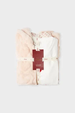 Best ETAM Conjunto de pijama de 3 piezas con estampado de algodón ROSA