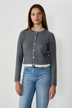 Online ETAM Cárdigan de cuello redondo con botones GRIS