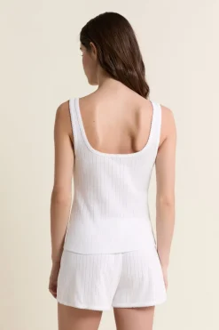Online ETAM Débardeur de pyjama en coton en pointelle ECRU