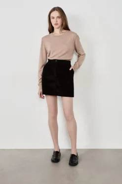 Outlet ETAM Falda corta de terciopelo NEGRO