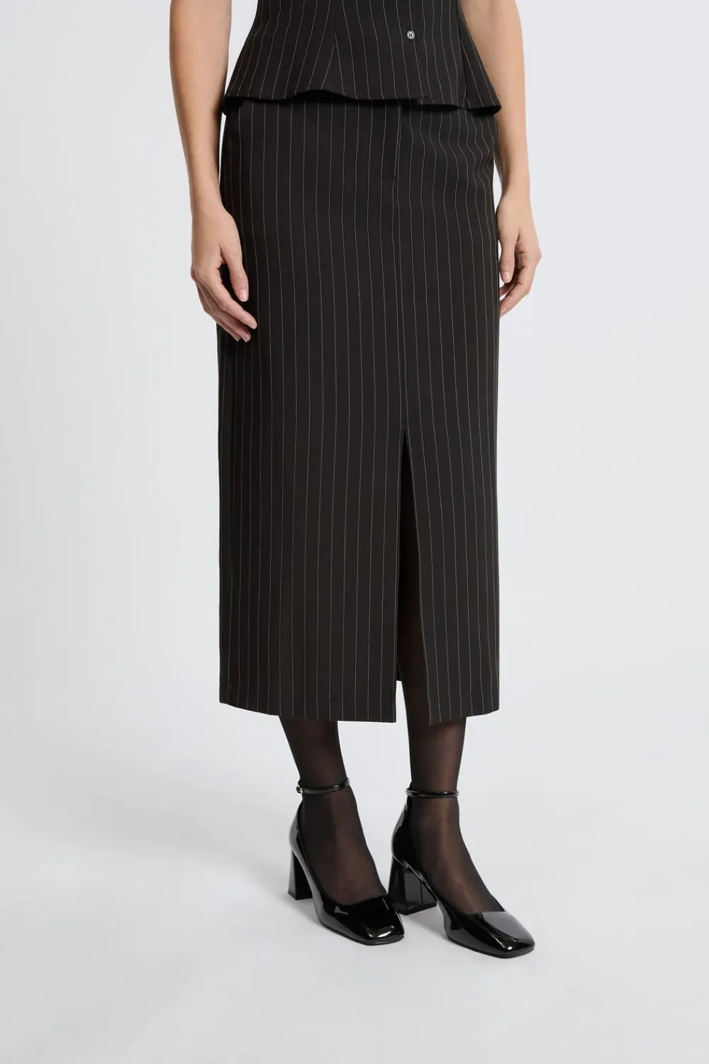 Online ETAM Falda larga a rayas NEGRO