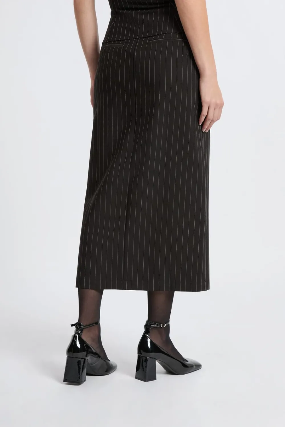 Online ETAM Falda larga a rayas NEGRO
