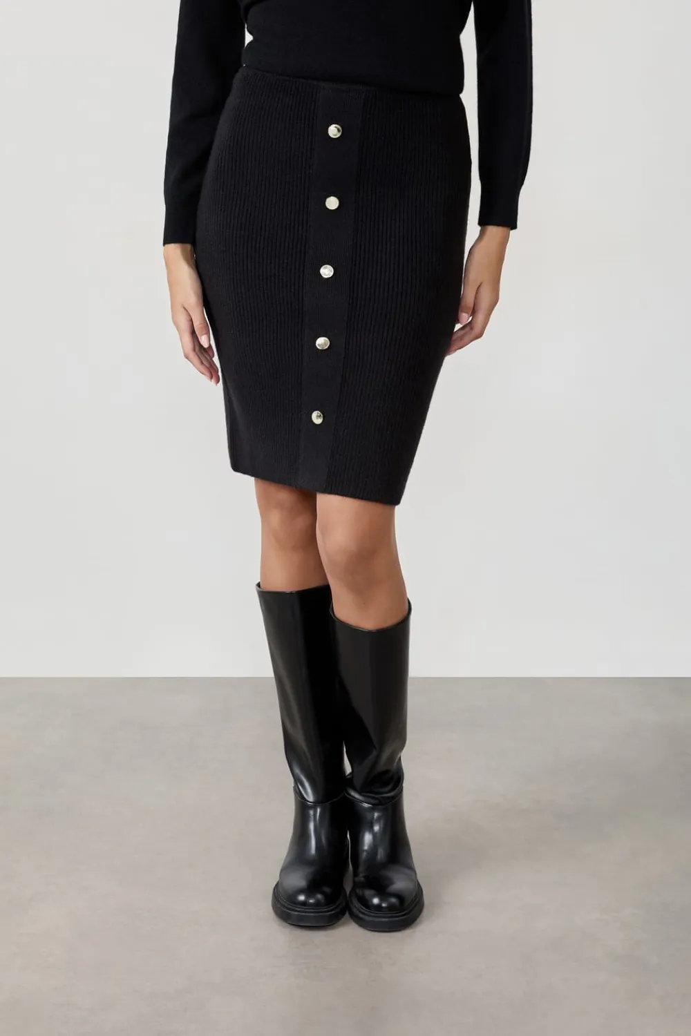 Outlet ETAM Falda larga abotonada NEGRO