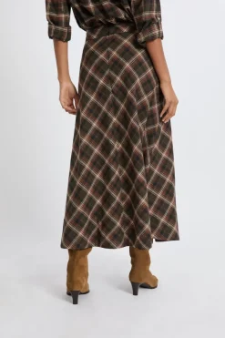 Hot ETAM Falda larga estampada de algodón HENNA