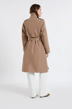 Discount ETAM Gabardina larga con cinturón y algodón Topo