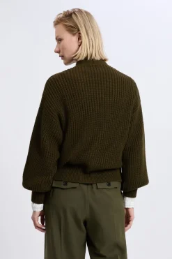 Discount ETAM Gilet à manches longues grosse maille ARGILE