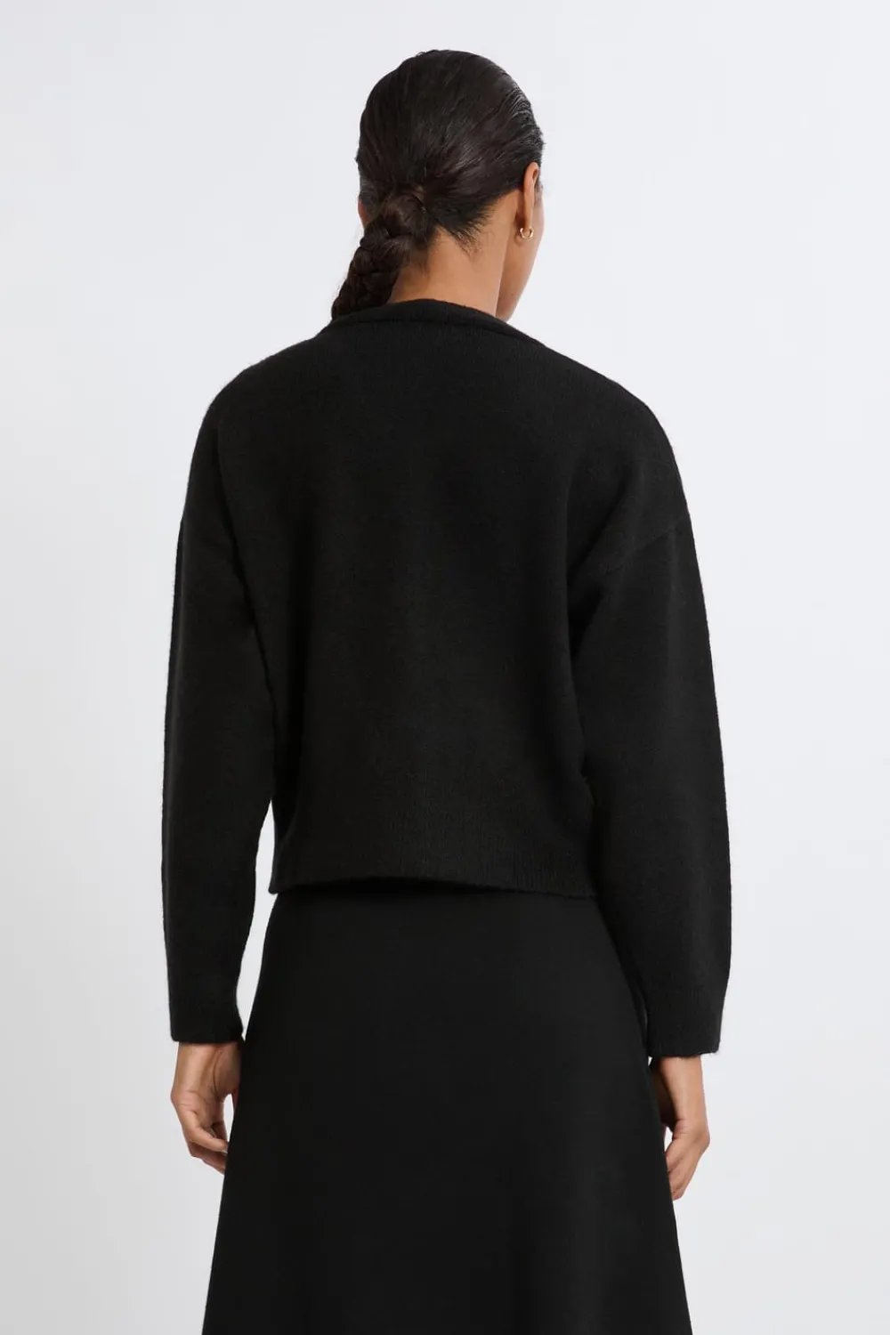 Best ETAM Jersey con cuello en V y botones dorados NEGRO