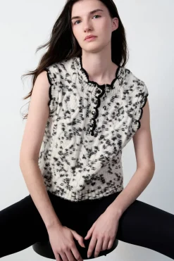 Clearance ETAM Jersey de botones sin mangas CRUDO