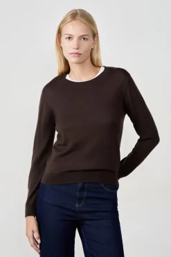 ETAM Jersey de cuello redondo con lana CHOCOLATE