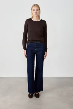 ETAM Jersey de cuello redondo con lana CHOCOLATE