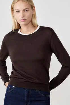ETAM Jersey de cuello redondo con lana CHOCOLATE