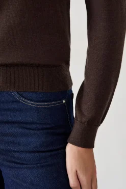 ETAM Jersey de cuello redondo con lana CHOCOLATE