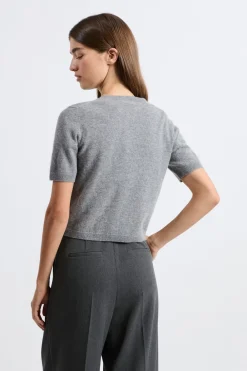 New ETAM Jersey de manga corta de cachemira GRIS