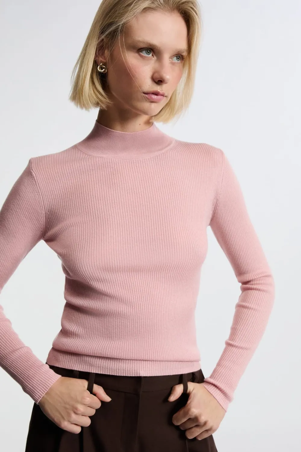 Sale ETAM Jersey de manga larga con cuello alto y lana LILA