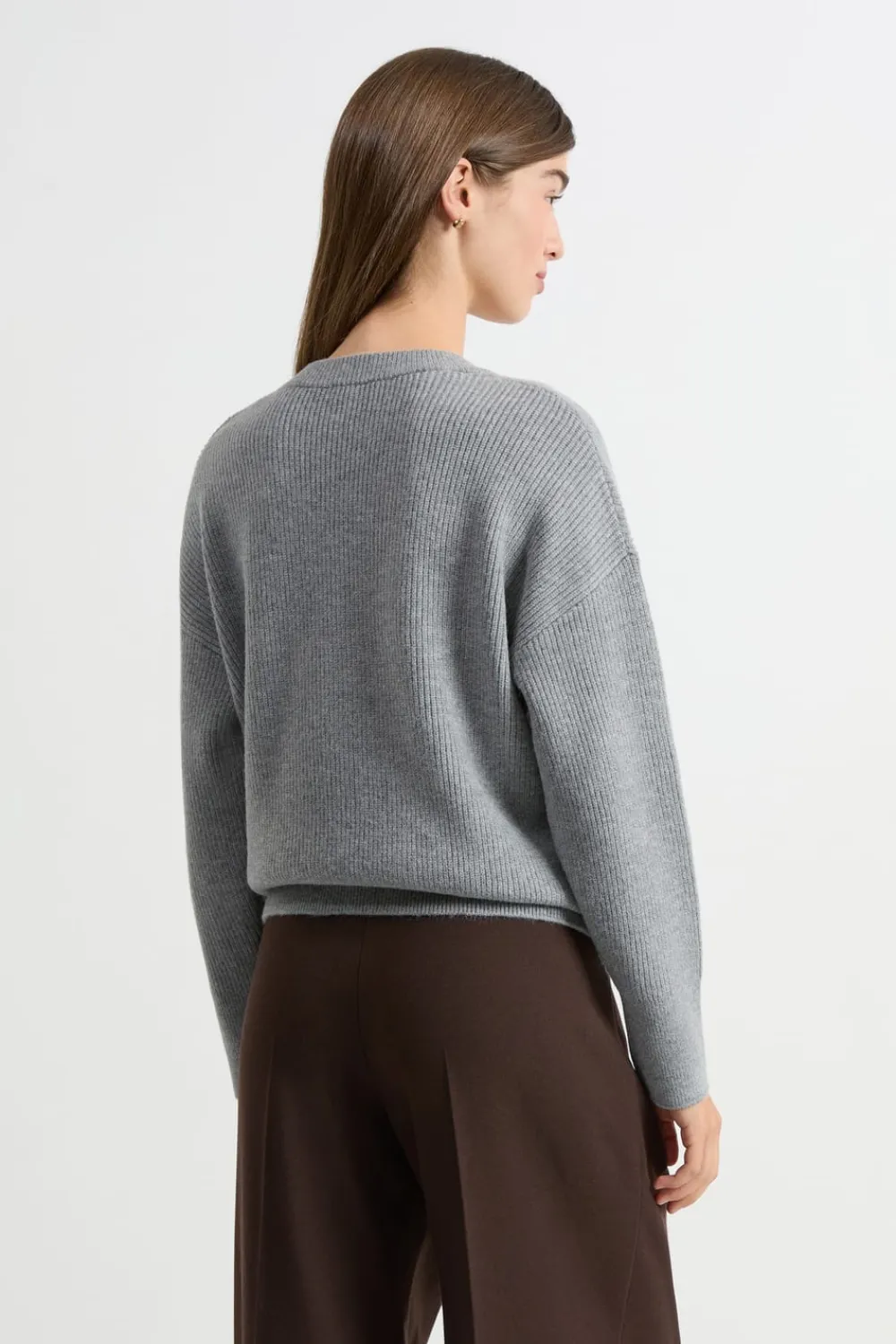 ETAM Jersey de manga larga con cuello en V GRIS