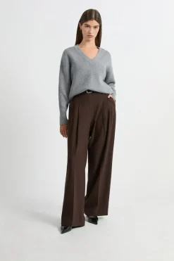 ETAM Jersey de manga larga con cuello en V GRIS