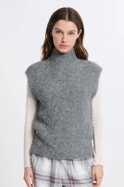 Sale ETAM Jersey sin mangas con cuello alto GRIS