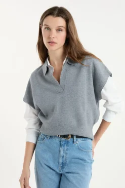 Clearance ETAM Jersey sin mangas con cuello polo GRIS CLARO