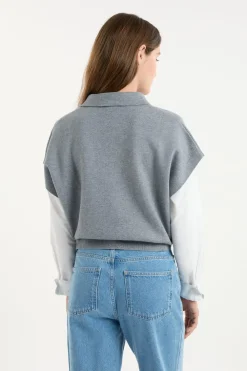 Clearance ETAM Jersey sin mangas con cuello polo GRIS CLARO