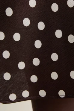 Discount ETAM Jupe courte satinée à pois MARRON