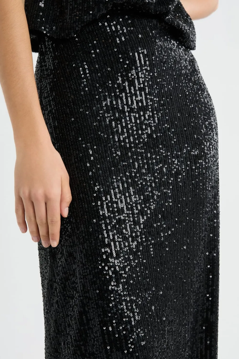 Hot ETAM Jupe longue à sequins NOIR