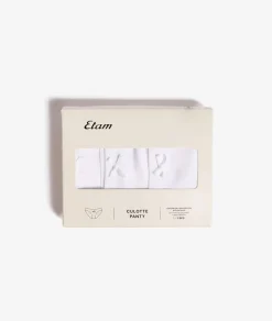 Clearance ETAM Lote de 3 braguitas de algodón BLANCO