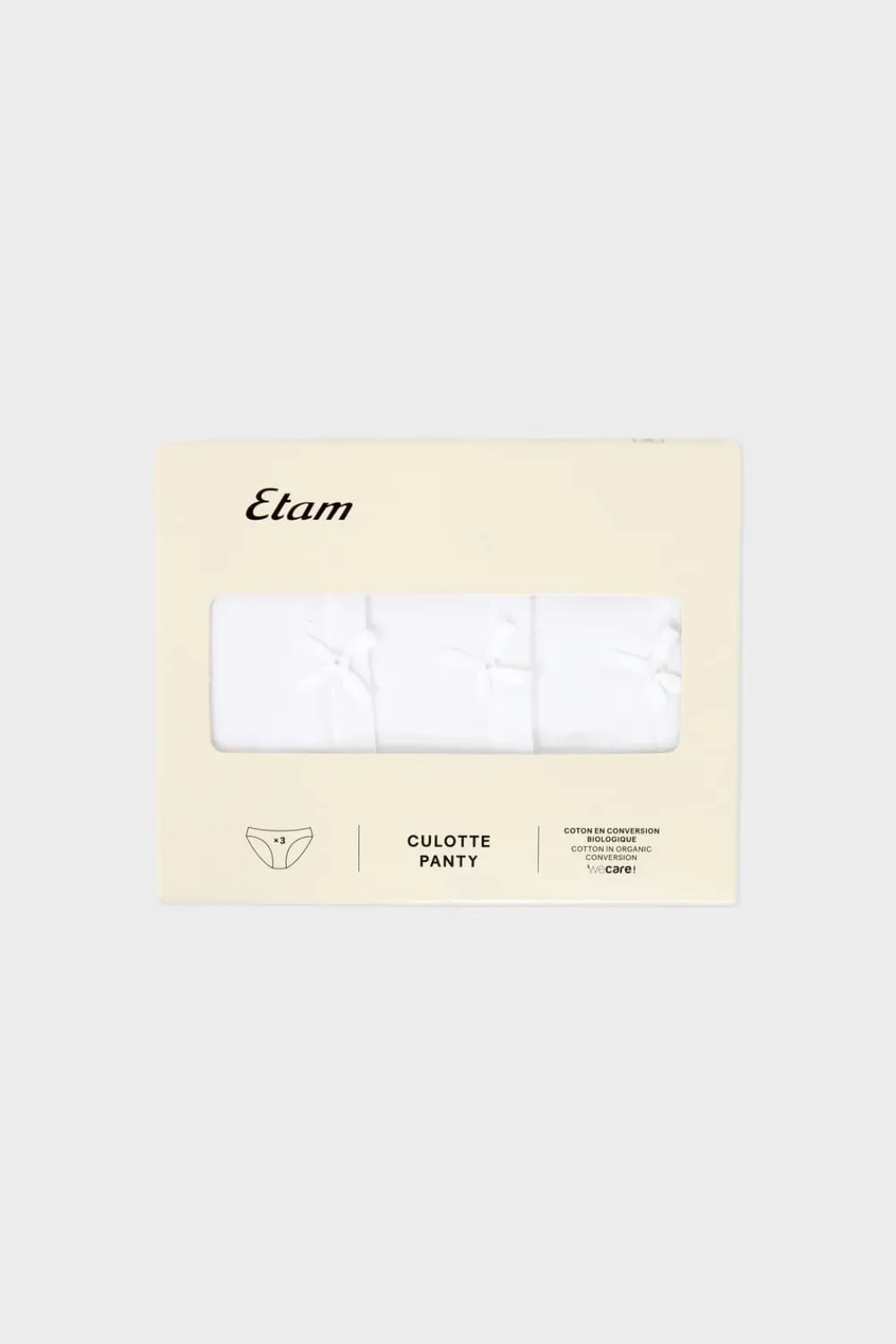 Clearance ETAM Lote de 3 braguitas de algodón BLANCO