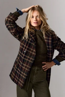 New ETAM Manteau mi-long avec laine IMP FOND VERT